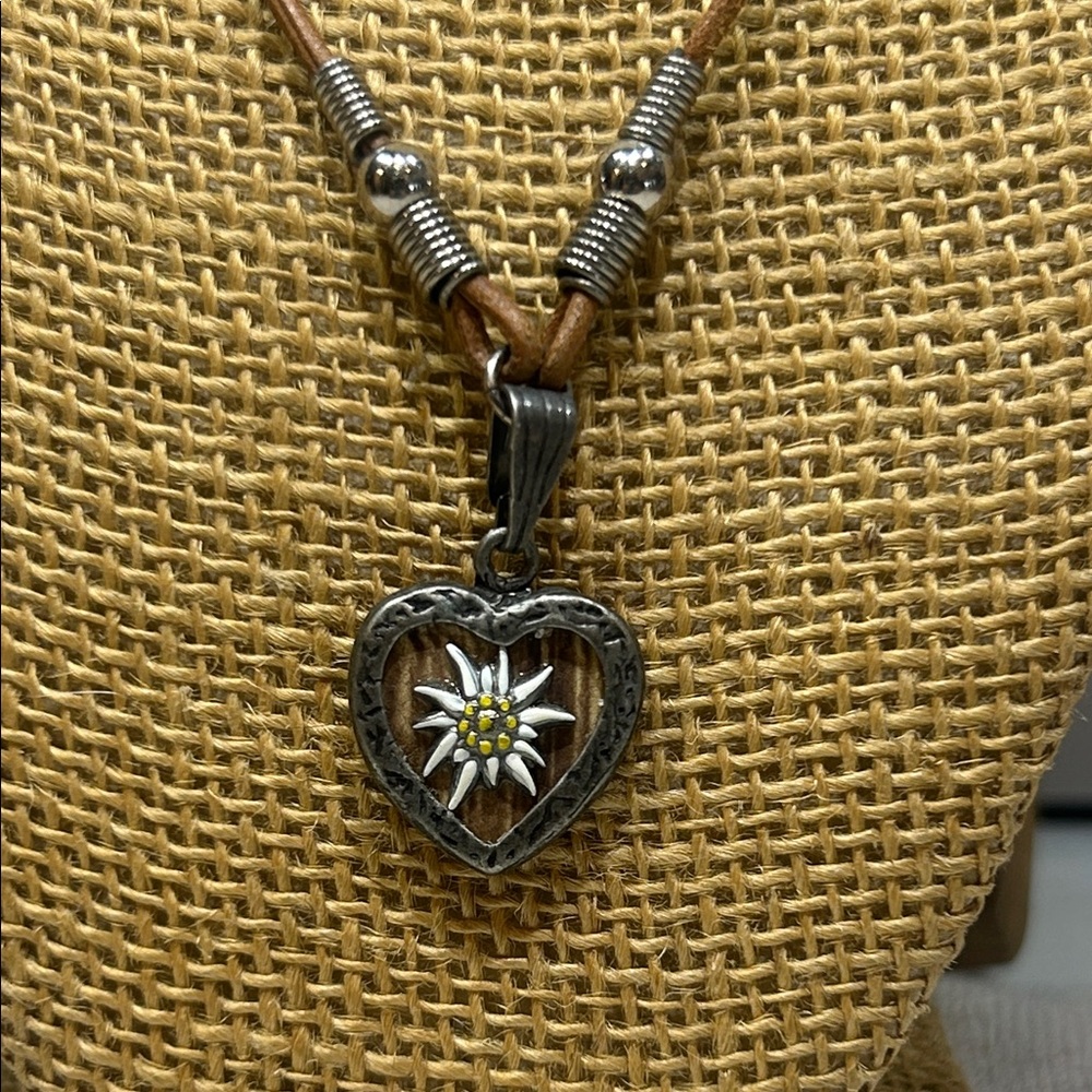 Vintage Oktoberfest Edelweiss Recycled Button Tracht Pendant